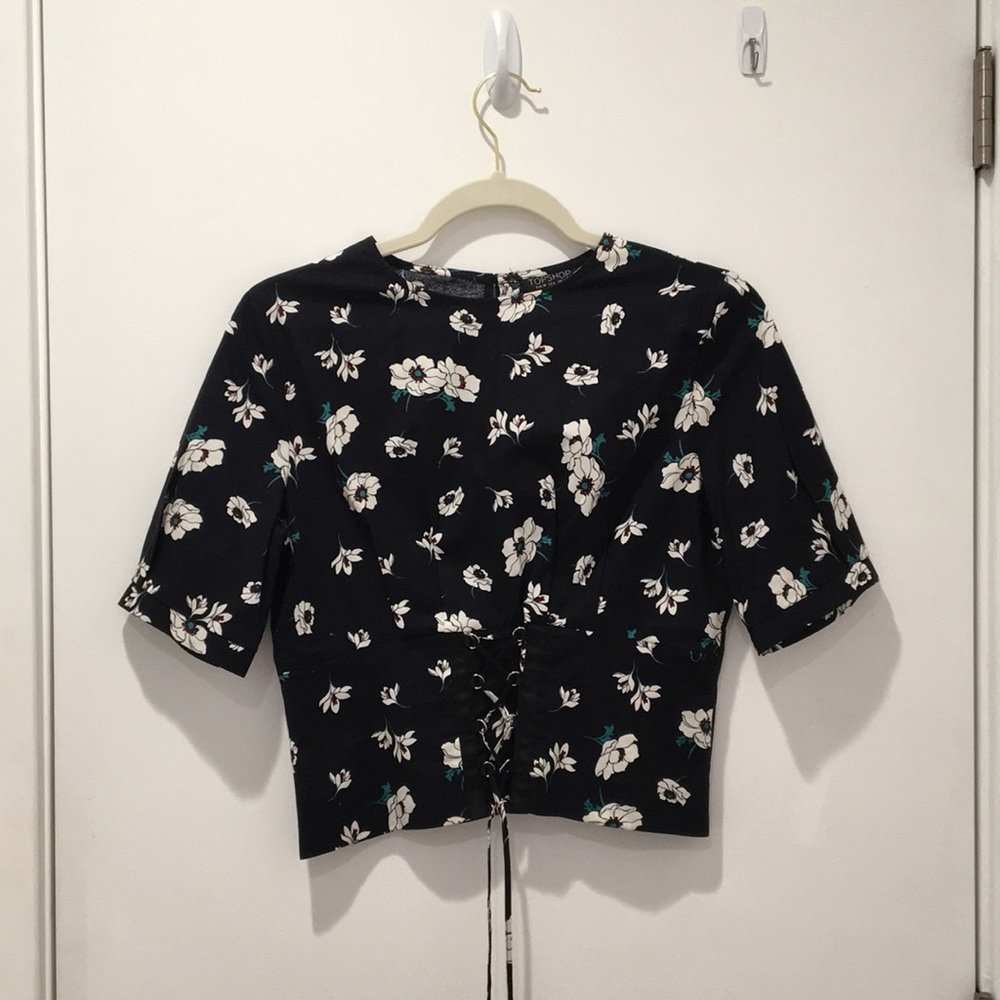 Topshop Navy Blue Corset Top NWOT